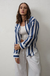 OVERSIZED STRIPED SHIRT - BLUE