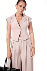 EXTENDED SLEEVE VEST - BEIGE