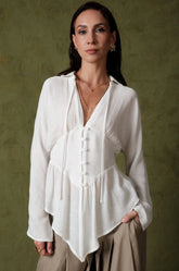 KIMONO SLEEVE CORSET WAIST PANEL - WHITE