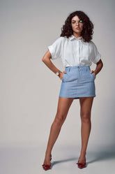 Striped Mini Skirt - Blue