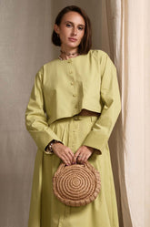 Cropped Long Sleeve Top LIGHT GREEN