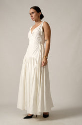 TIE-UP STRAP WRAPPED MAXI DRESS - OFF WHITE