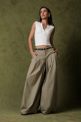 PLEATED BALLOON PANT - KHAKI