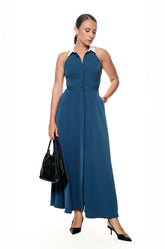 CONTRAST COLLAR MAXI DRESS