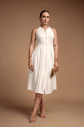 Razor Back Midi Dress - WHITE