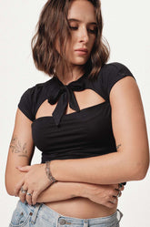 TIE DETAILED TOP - BLACK