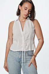 PLEAT DETAILED TOP - WHITE