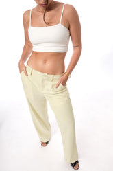 LOW RISE TAILOERED PANT - YELLOW