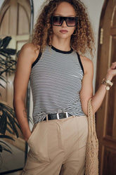 Contrast Detailed Sleeveless Top- Stripes