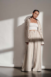 BACK ELASTICATED STRIPED PANTS
