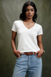 SLIM FIT V-NECK T-SHIRT - WHITE