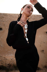 SLIT BACK SATIN SHIRT DRESS - BLACK