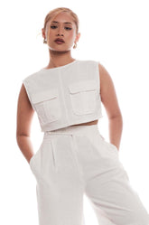 Structured Crop Top - White