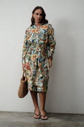 FRONT KNOT MIDI DRESS - PRINTED