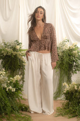 BELL SLEEVE FRONT TIE PEPLUM TOP