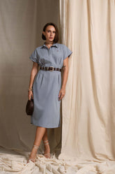 kimono Sleeve Midi Dress BLUE