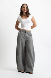 RIB CAP SLEEVE CROP TOP - WHITE