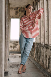 Curved Hem Oversized Shirt