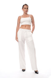 LOW RISE TAILOERED PANT - WHITE