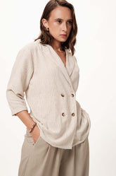DOUBLE BRESTED BLAZER TOP - CREAM