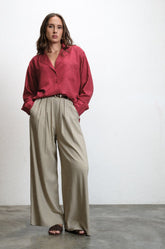 LONG SLEEVE LAPEL COLLAR SHIRT - RUST