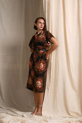 kimono Sleeve Midi Dress PRINTED