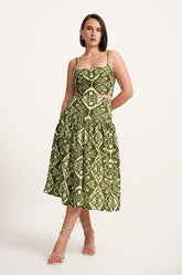 Printed Midi Skirt - GREEN PRINTED