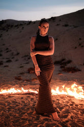 GATHERED HIPS MAXI DRESS