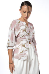 PRINTED BATWING SLEEVE TOP