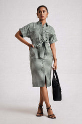Double Pocket Gingham Dress