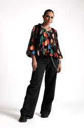 Micro Pleated Floral Top