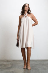 HALTER MINI DRESS - CREAM