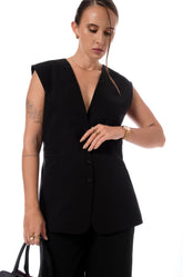 OVERSIZED WAISTCOAT - BLACK