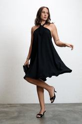 HALTER MINI DRESS - BLACK