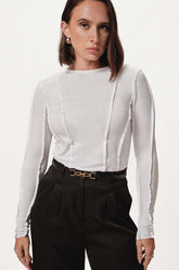 SEAM DETAILED T-SHIRT - WHITE