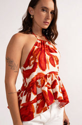 HALTERNECK PEPLUM TOP