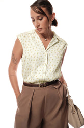 Ditsy Floral Lapel Collared Top