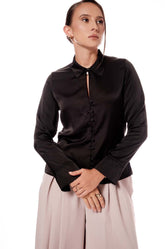 BUTTON DETAILED SATIN TOP