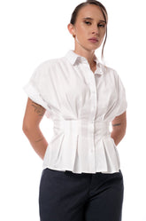 CINCHED SHIRT WITH BOX PLEATS