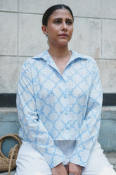 CROPPED SHIRT WITH PLEATED YOKE