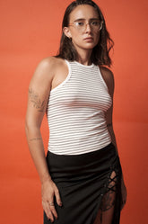 RACERBACK TANK TOP - WHITE STRIPE