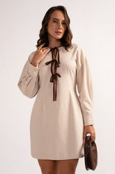 PIPING BOW DETAIL MINI DRESS