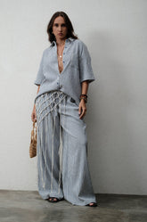 RISE LINEN PANT - BLUE STRIPE