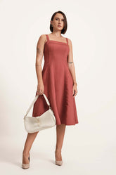 Strappy Midi Dress - ROSE