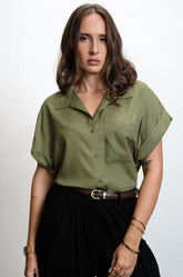EXTENDED SHOULDER LOSEFIT TOP - GREEN