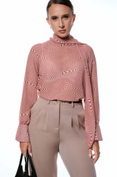 SHAWL DETAILED TOP - RED PRINTED