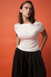 GATHERED OFF-SHOULDER TOP - WHITE