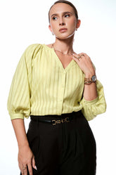 BALLOON SLEEVE TOP - LIME GREEN