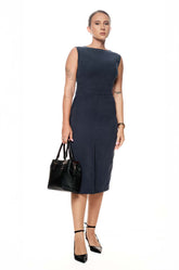 FRONT SLIT MIDI DRESS - NAVY BLUE
