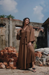 GATHERED NECK MAXI DRESS